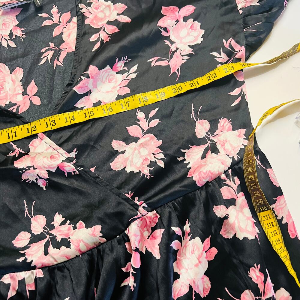 ASOS Satin Floral Oversized Dress Size 10 Black Multicolored - Picture 8 of 10